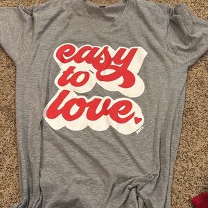 Tultex Heather Gray Tee with Red and White Design